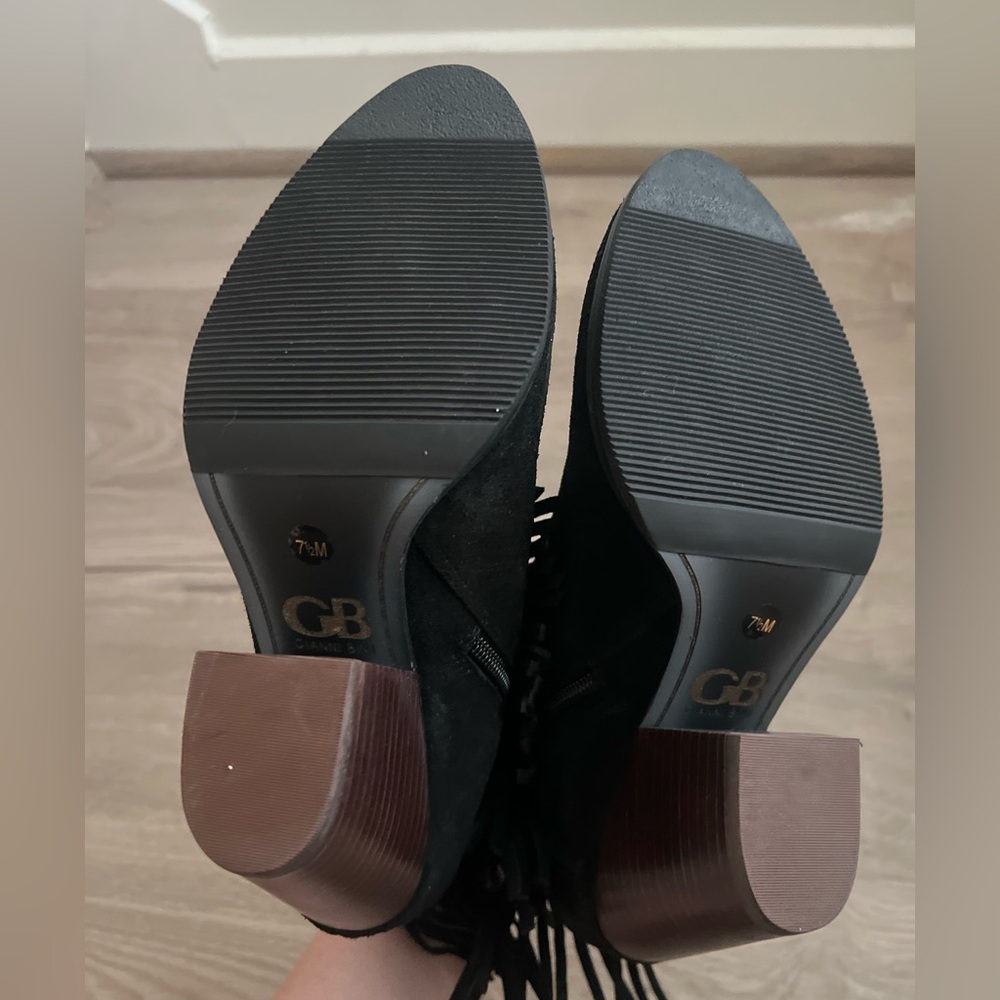 Gianni Bini Western Black Fringe Ankle Boots - Picture 6 of 6